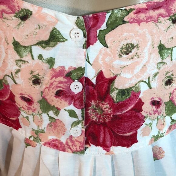 Vintage Rose Print 50s Style Housedress Possibly Handmade Bib Collar M/L? - Picture 8 of 10